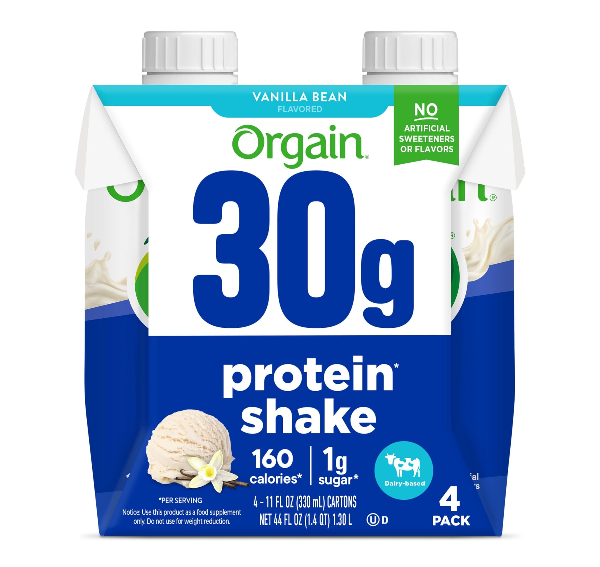 ORGAIN Vanilla Bean Protein Shake 4pk, 11 FZ