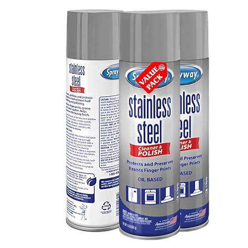 Xstream dynamics Spra-way Stainless Steel Cleaner, Oil-Based Foaming Formula, 15 oz Aerosol, Pack of 3