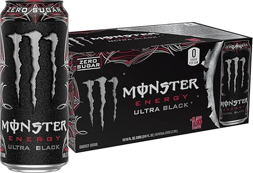 Monster Energy Ultra Black, Sugar Free Energy Drink, 16 Ounce