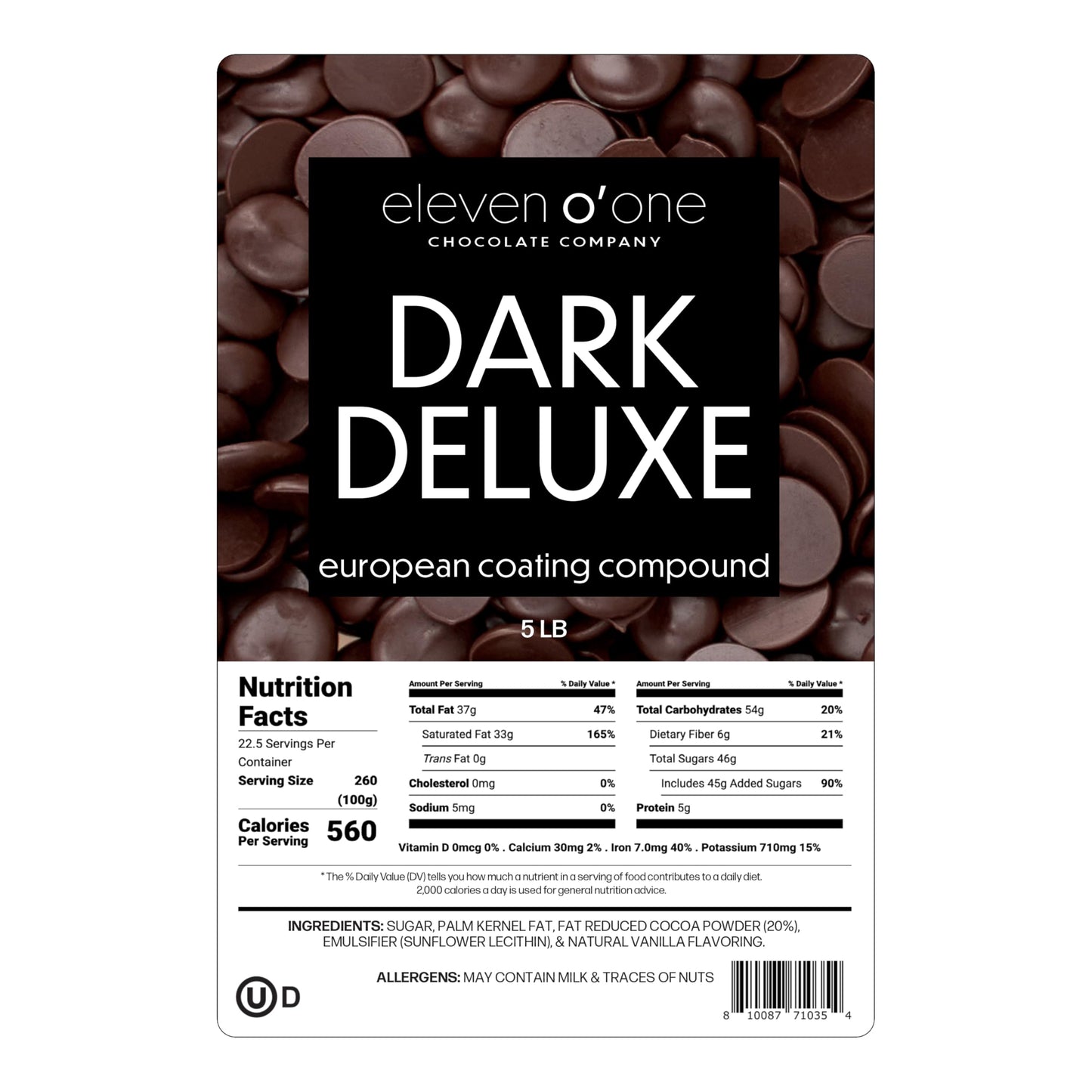 Eleven o'one Dark Deluxe European Compound Chocolate, Easy to Melt (Dark Deluxe, 5 pounds)