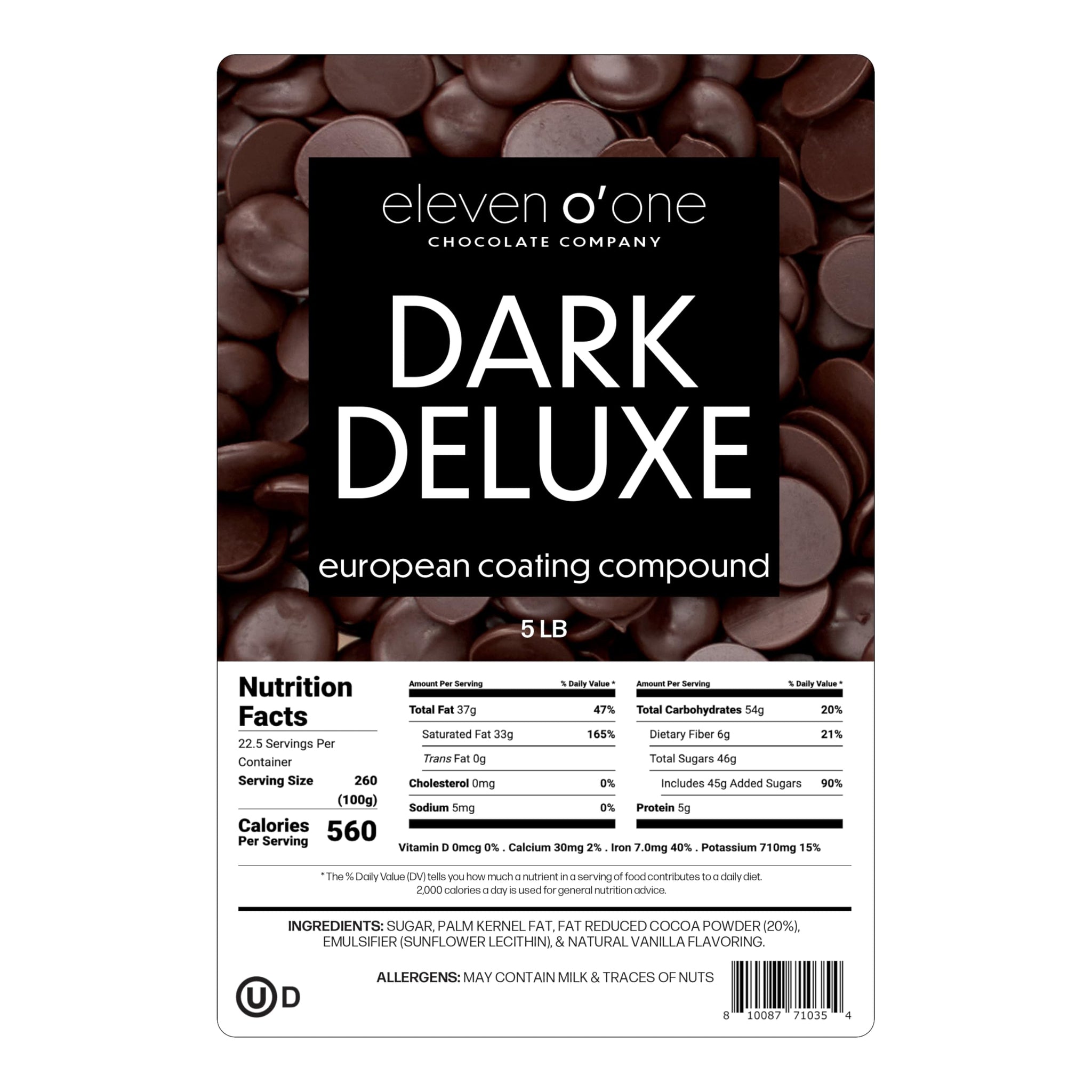 Eleven o'one Dark Deluxe European Compound Chocolate, Easy to Melt (Dark Deluxe, 5 pounds)
