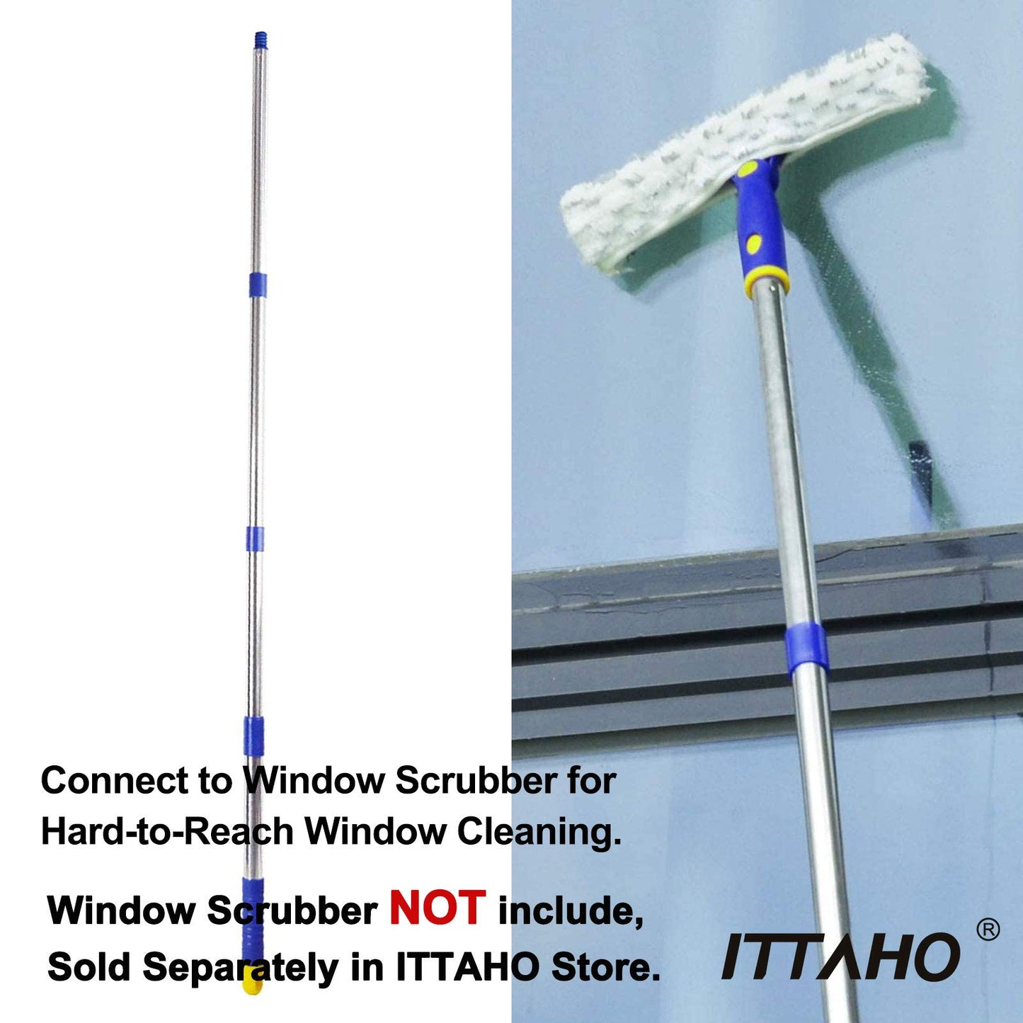 ITTAHO Stainless Steel Extension Pole,All Purpose Pole with Pole Attachment for Painting Microfiber Duster Ceiling Fan High Window Cleaning-Blue-4.8