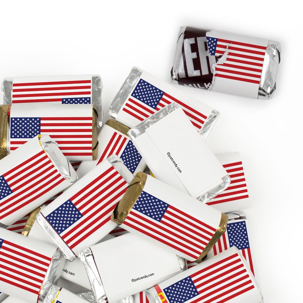 102ct Patriotic Assorted Individually Wrapped Hershey's Miniatures For 4th Of July Parties, Parade Candy, Gifting & Goodie Bags - Patriotic Flag