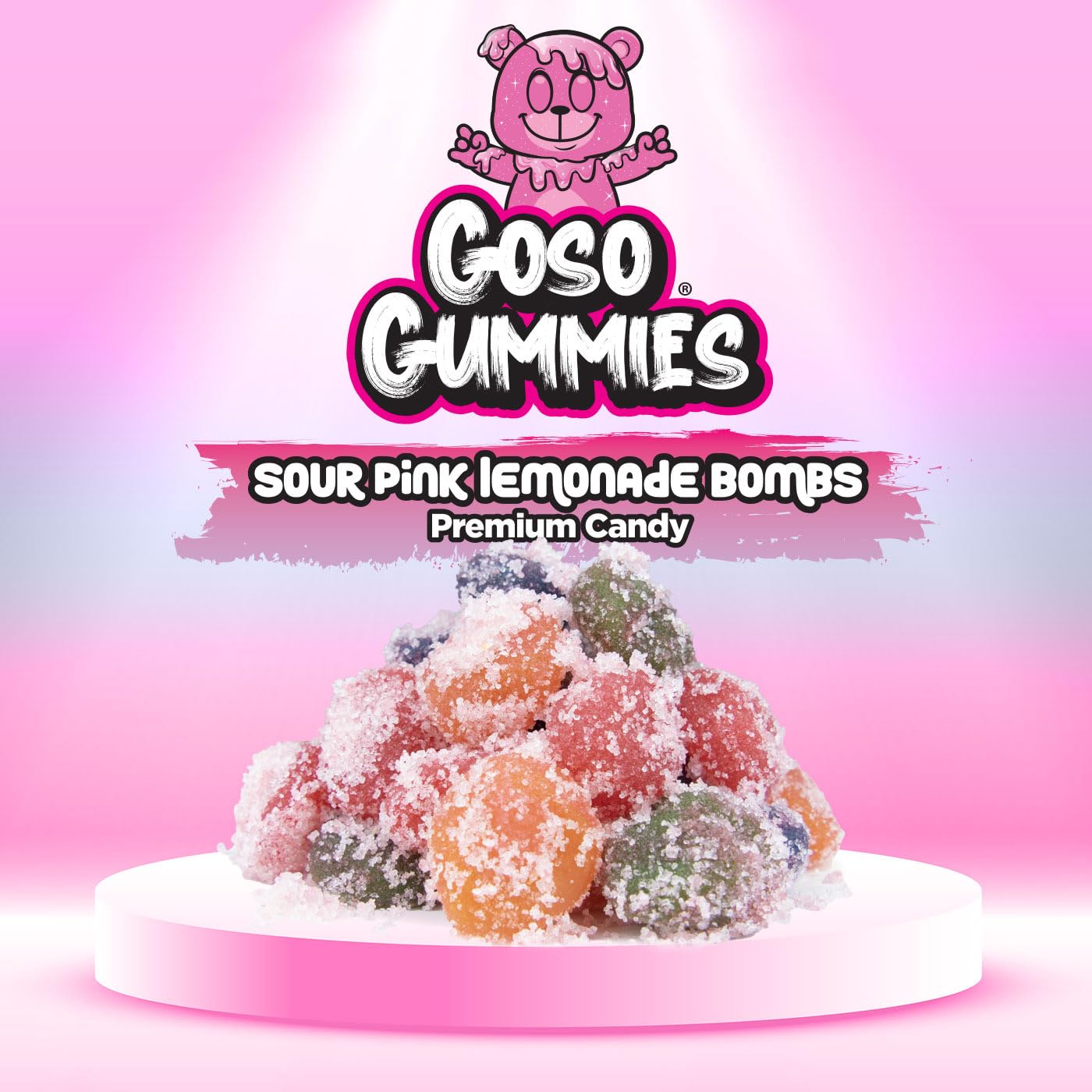 Goso Gummies Sour Pink Lemonade Bombs - 6oz Bag - Sour Pink Lemonade Juice-Filled Viral Premium Candy