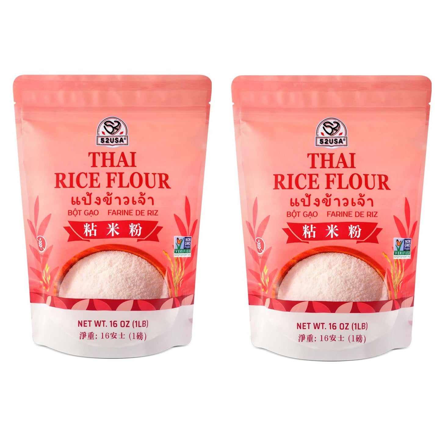 52USA Thai Rice Flour 32 Ounce (Basic), 2 Pound (Pack of 2), Rice Flour for Baking or Cooking, Product of Thailand, All Natural White Rice Flour
