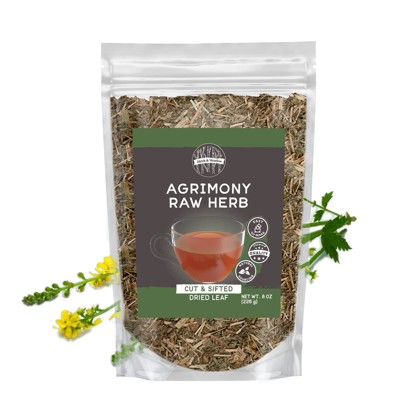 Birch & Meadow 8 oz of Agrimony Raw Herb, No Additives, Herbal Tea