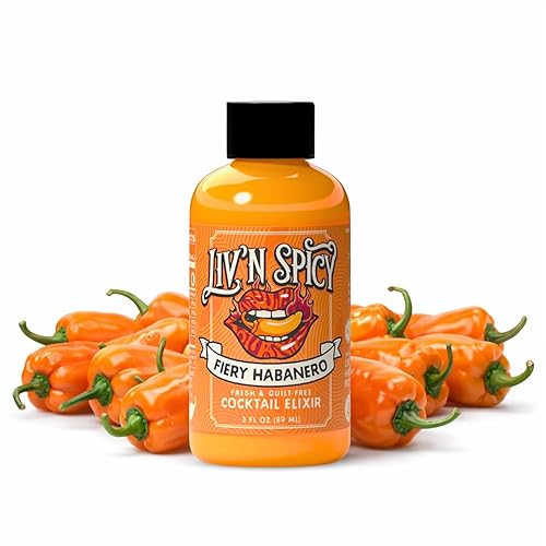 Liv’n Spicy | Fiery Habanero Elixir | Zero Calorie Cocktail Mixer | Vegan | Sugar-Free | Organic Habanero Infusion | Guilt-Free Flavor | Drink