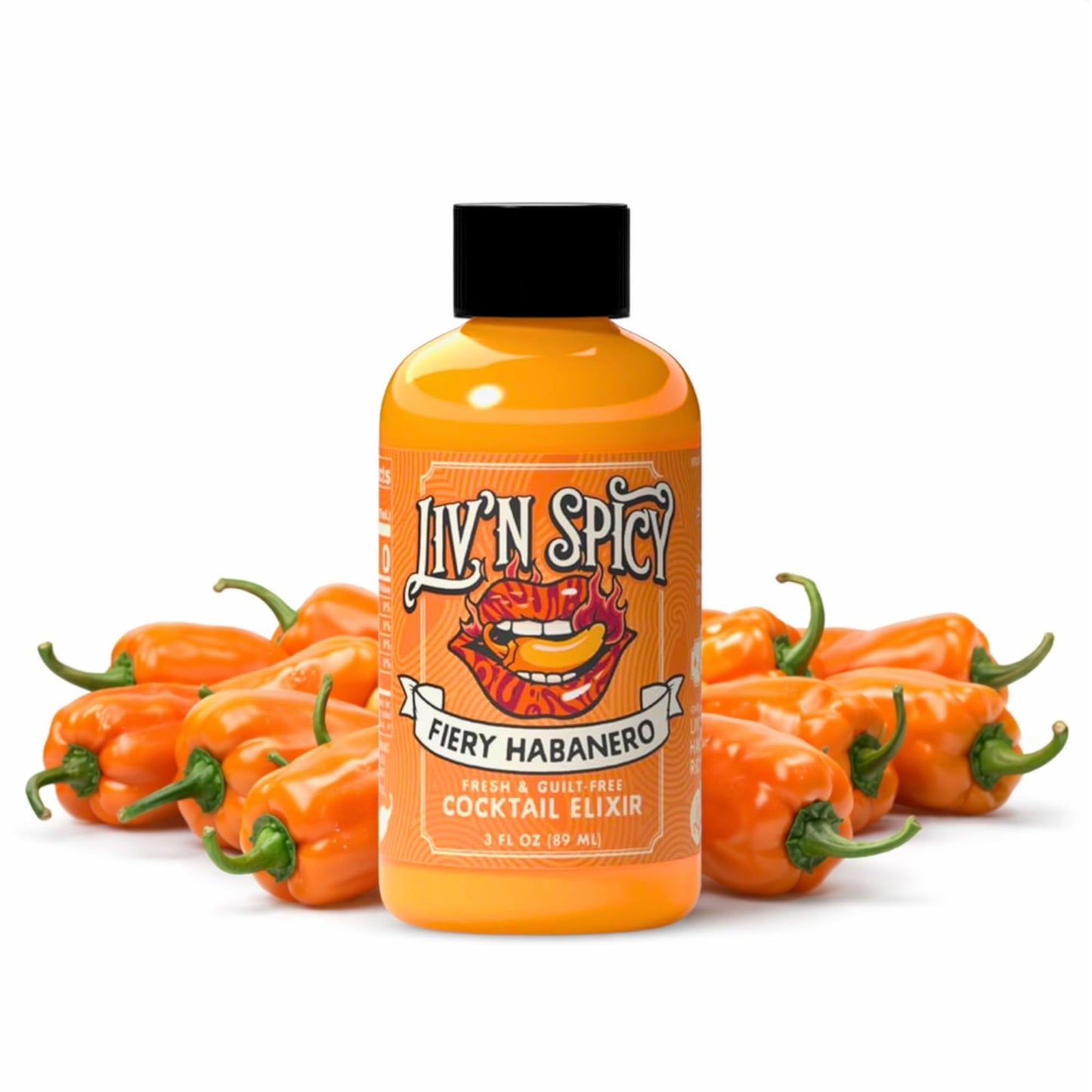Liv’n Spicy | Fiery Habanero Elixir | Zero Calorie Cocktail Mixer | Vegan | Sugar-Free | Organic Habanero Infusion | Guilt-Free Flavor | Drink