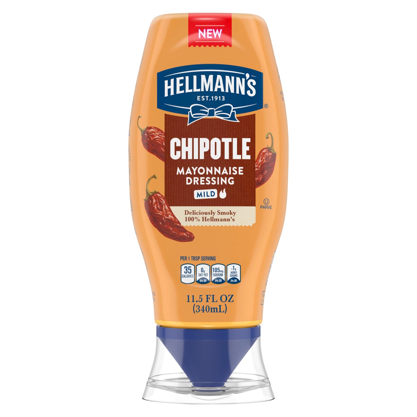 Hellmann's Mayonnaise Dressing Mild Chipotle for Tacos, Grilled Chicken Sandwiches & More, with Real Ingredients & No Artificial Flavors, 11.5 oz