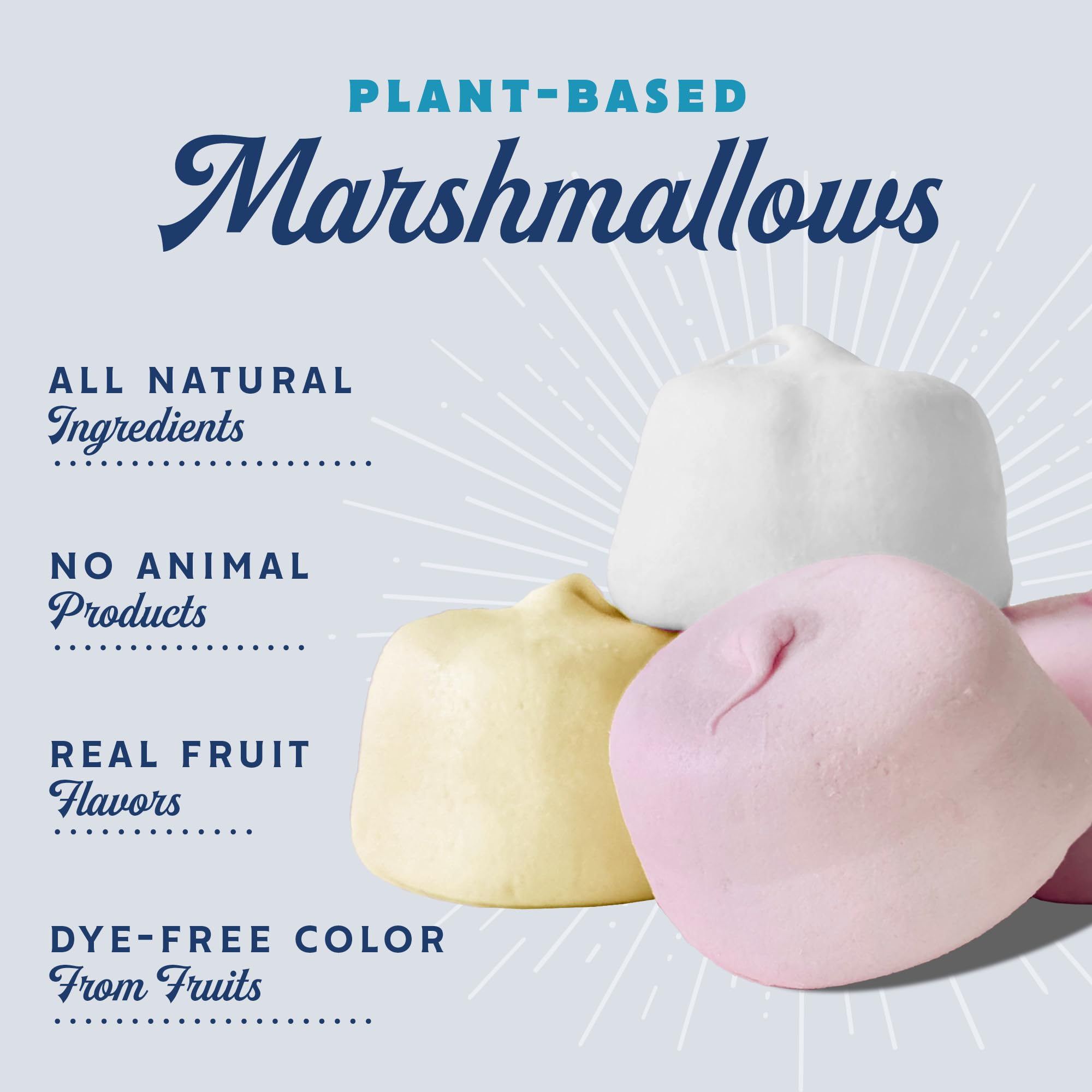 GoodMallow Vegan Marshmallows - Large Kosher Gluten Free Dairy Free Healthy Marshmallows - 8 oz. Natural Gelatin Free for Hot Chocolate, Smores