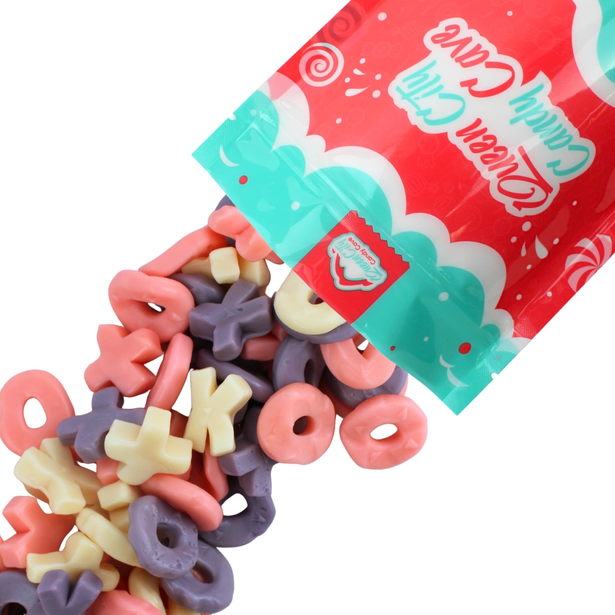 Hugs and Kisses X’s and O’s Valentines Candy - Fun shaped Gummies - Pink Strawberry, White Pineapple, and Purple Grape Valentines Candy Gummy Bites (1