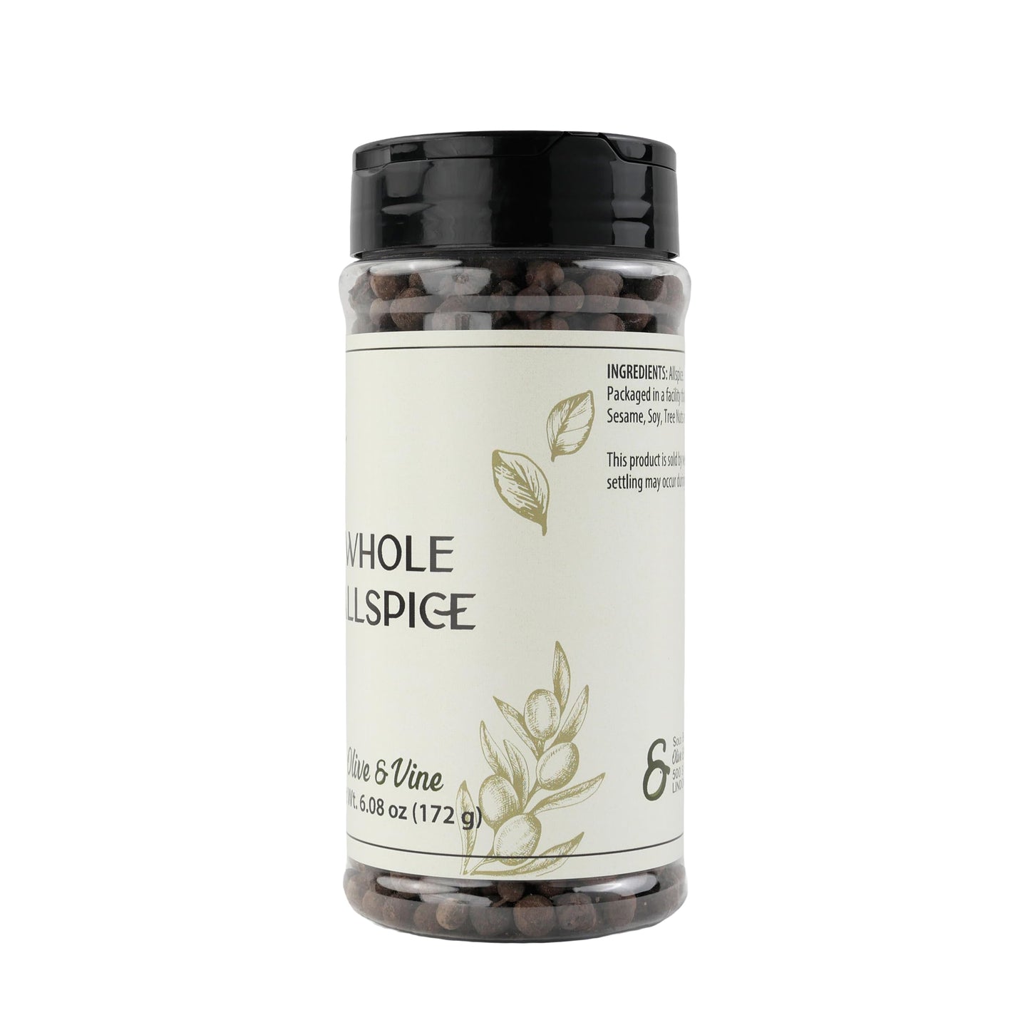 Olive & Vine Whole Allspice, Warm & Sweet Flavor, For Baking & Marinades, Rich Tradition, Authentic Taste, For Global Recipes (6.08 Ounce)