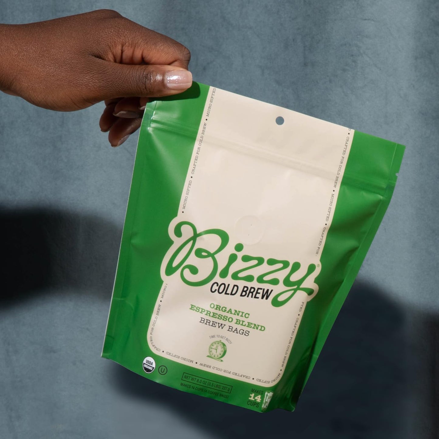 Bizzy Organic Cold Brew Coffee | Espresso Blend | Coarse Ground Coffee | Medium-Dark Roast | Micro Sifted | Specialty Grade | 100% Arabica | Brew Bags