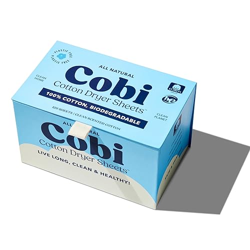 Cobi Biodegradable Non-Toxic Dryer Sheets - Naturally Scented Cotton Dryer Sheets - Eco-Friendly, Plant-Based, Plastic-Free - 120 Count