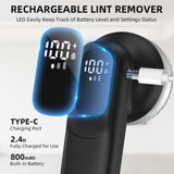 Fabric Shaver, Lint Remover Rechargeable with 3 Speeds, 6 Leaf Blades, Digital LED Display to Remove Fuzz Lint Balls for Clothes, Furniture, Sweater
