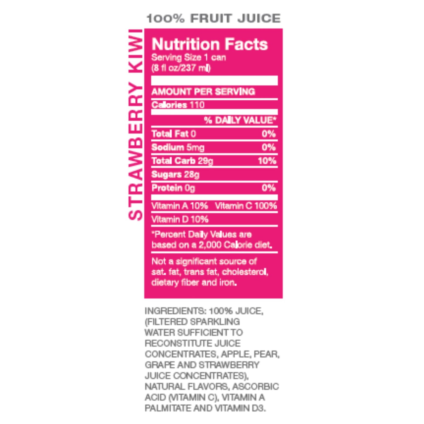 Envy Sparkling 100% Fruit Juice, Strawberry Kiwi 8oz (Case of 24)