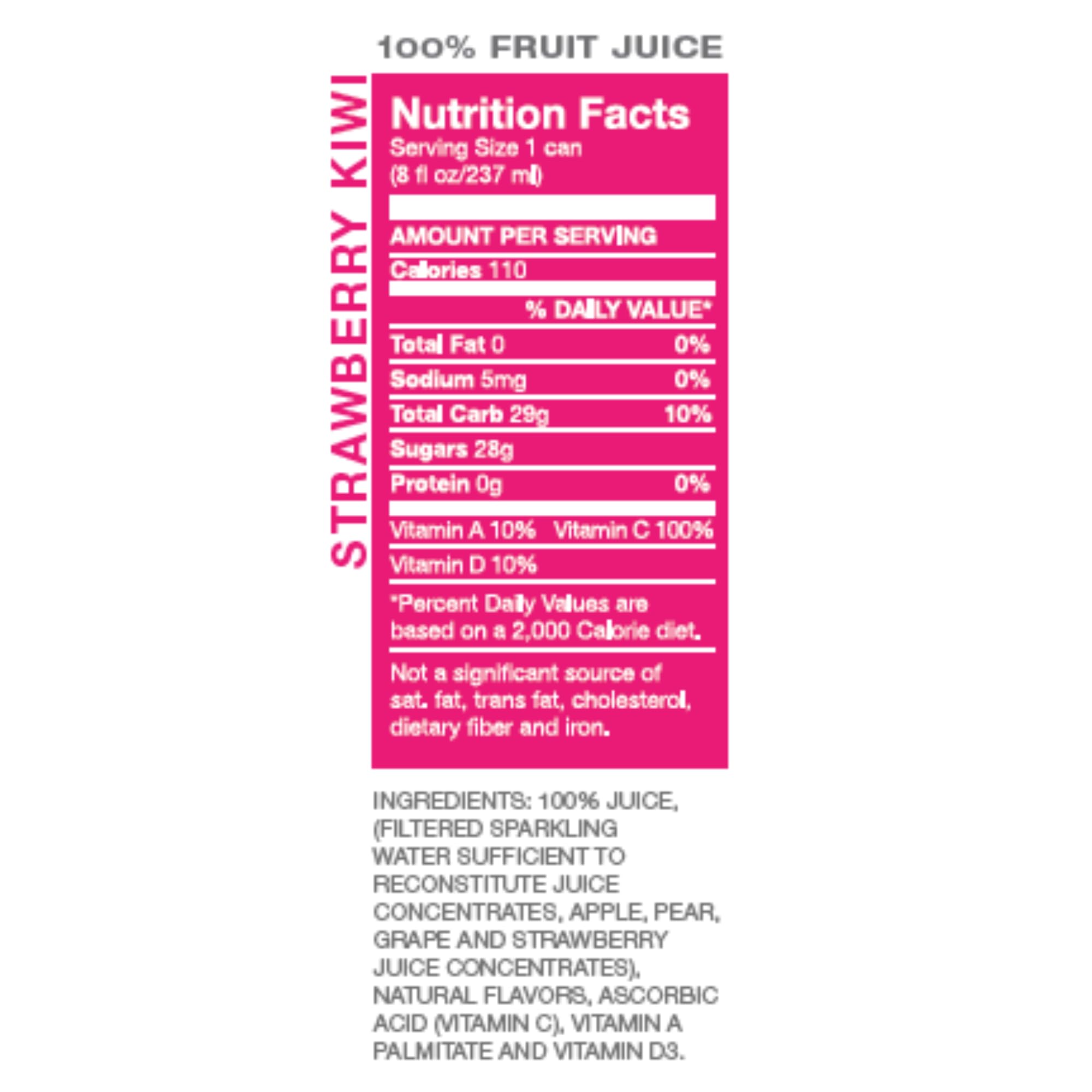 Envy Sparkling 100% Fruit Juice, Strawberry Kiwi 8oz (Case of 24)