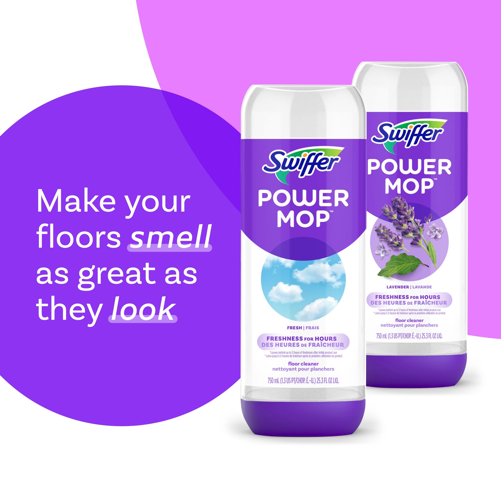 Swiffer PowerMop Liquid Floor Cleaner Refills, Solution for Power Mop, Fresh Scent, 2 Count Mopping Fluid Replacement Bottle, Spray Mops Cleaning