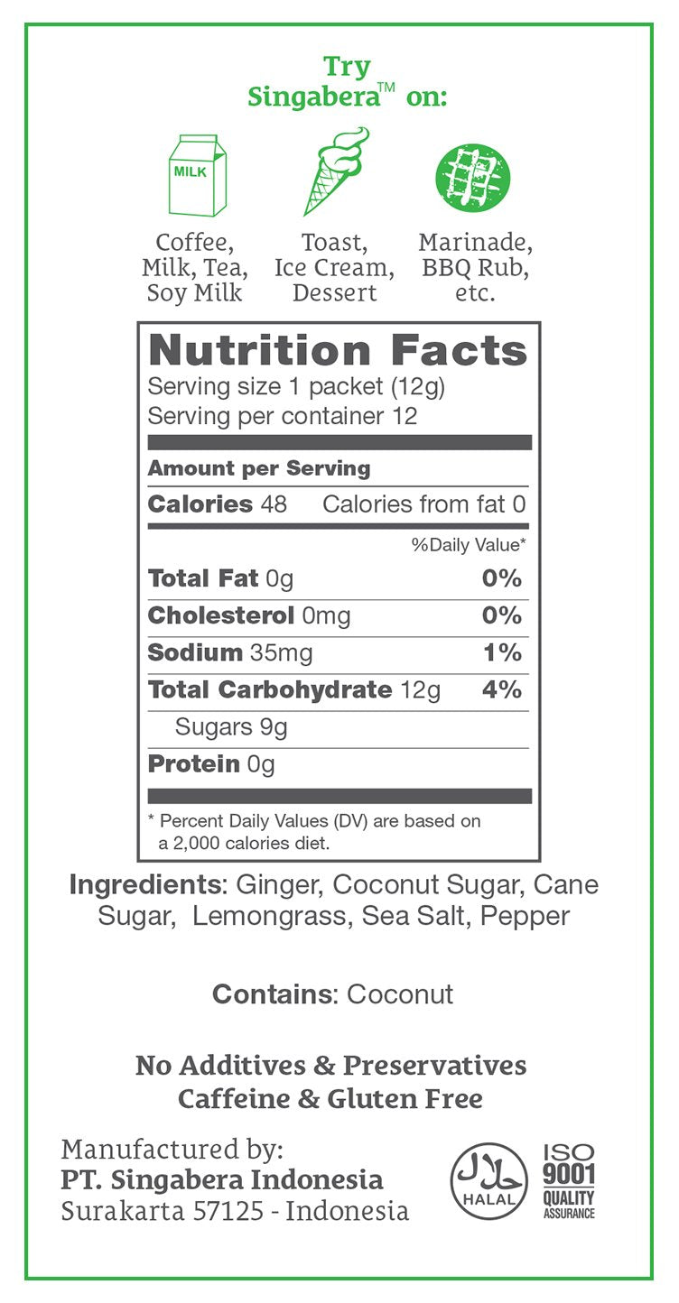 Singabera Ginger Drink Lemongrass Flavor (Pack of 6) 5.1oz