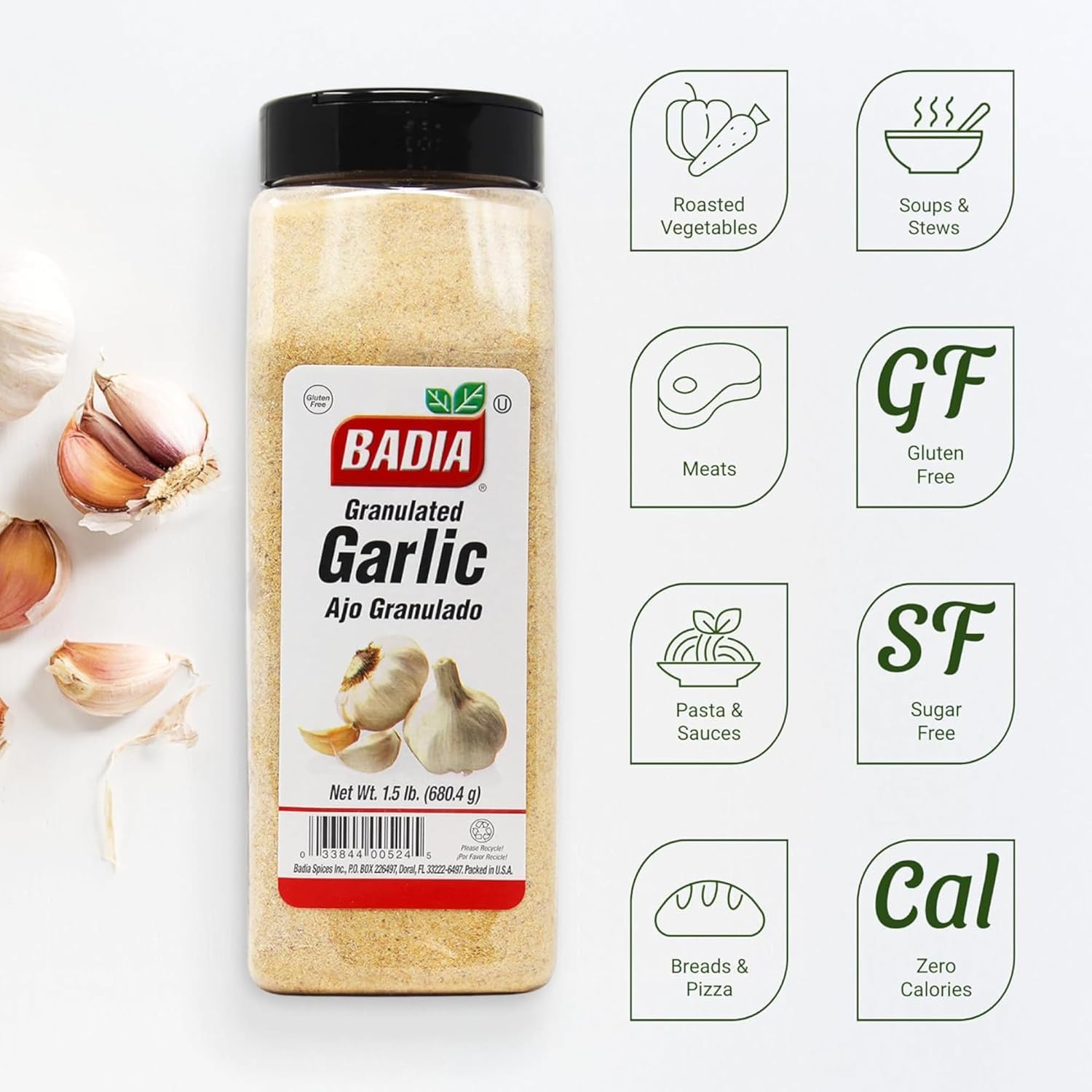Badia Granulated Garlic, 1.5 lbs - Premium Garlic, Fresh & Flavorful