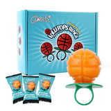 Basketball Lollipop Rings,Suckers Individually Wrapped Bulk for Birthday Party Candy Favors,Sports Ball Shaped Goodie Bag Fillers,18 Count