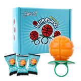 Basketball Lollipop Rings,Suckers Individually Wrapped Bulk for Birthday Party Candy Favors,Sports Ball Shaped Goodie Bag Fillers,18 Count