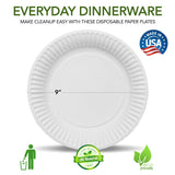 Stock Your Home 9-Inch Paper Plates Uncoated, Everyday Disposable Plates 9" Paper Plate Bulk, White, 500 Count
