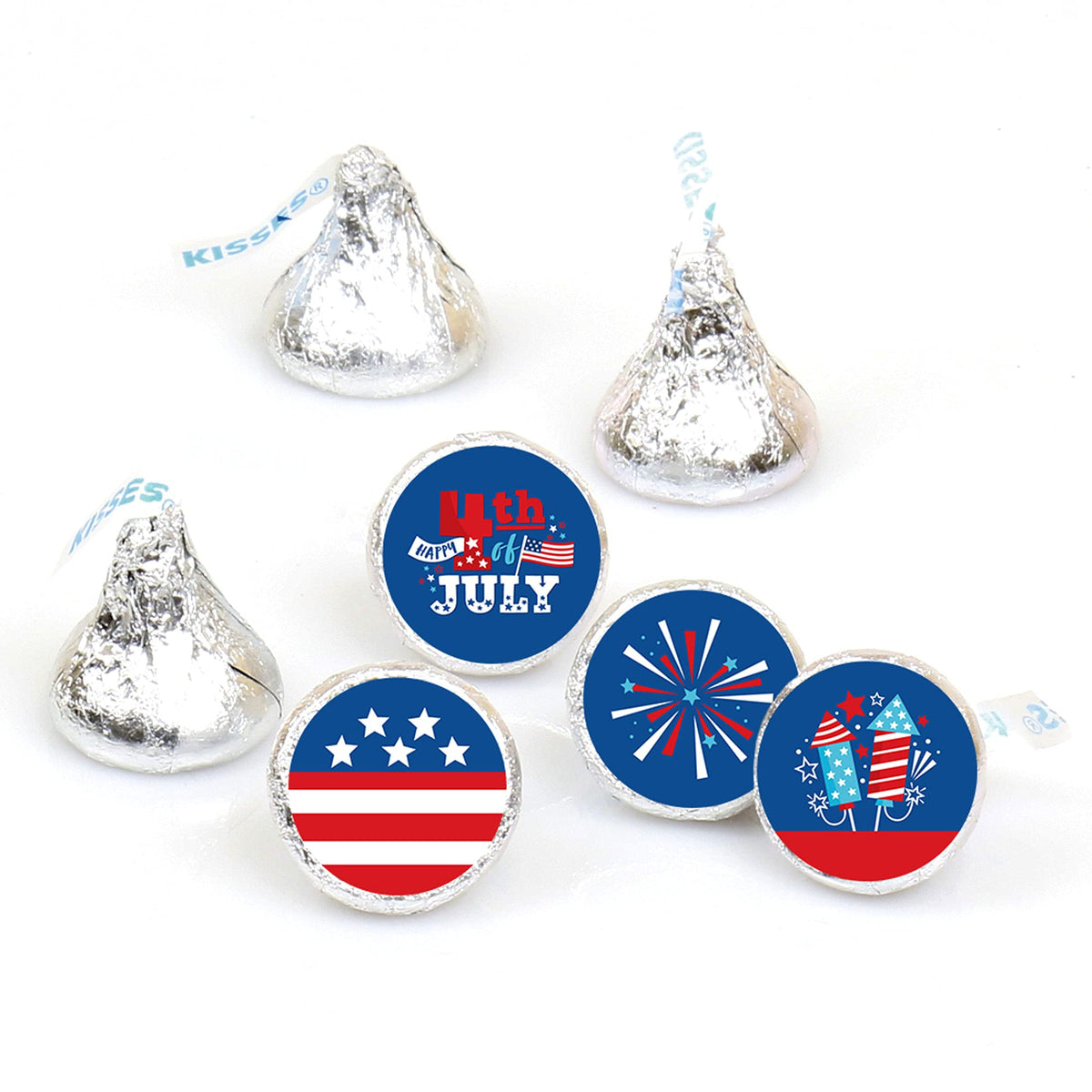 Firecracker 4th of July Party Favors - Round Candy Stickers - 108pc