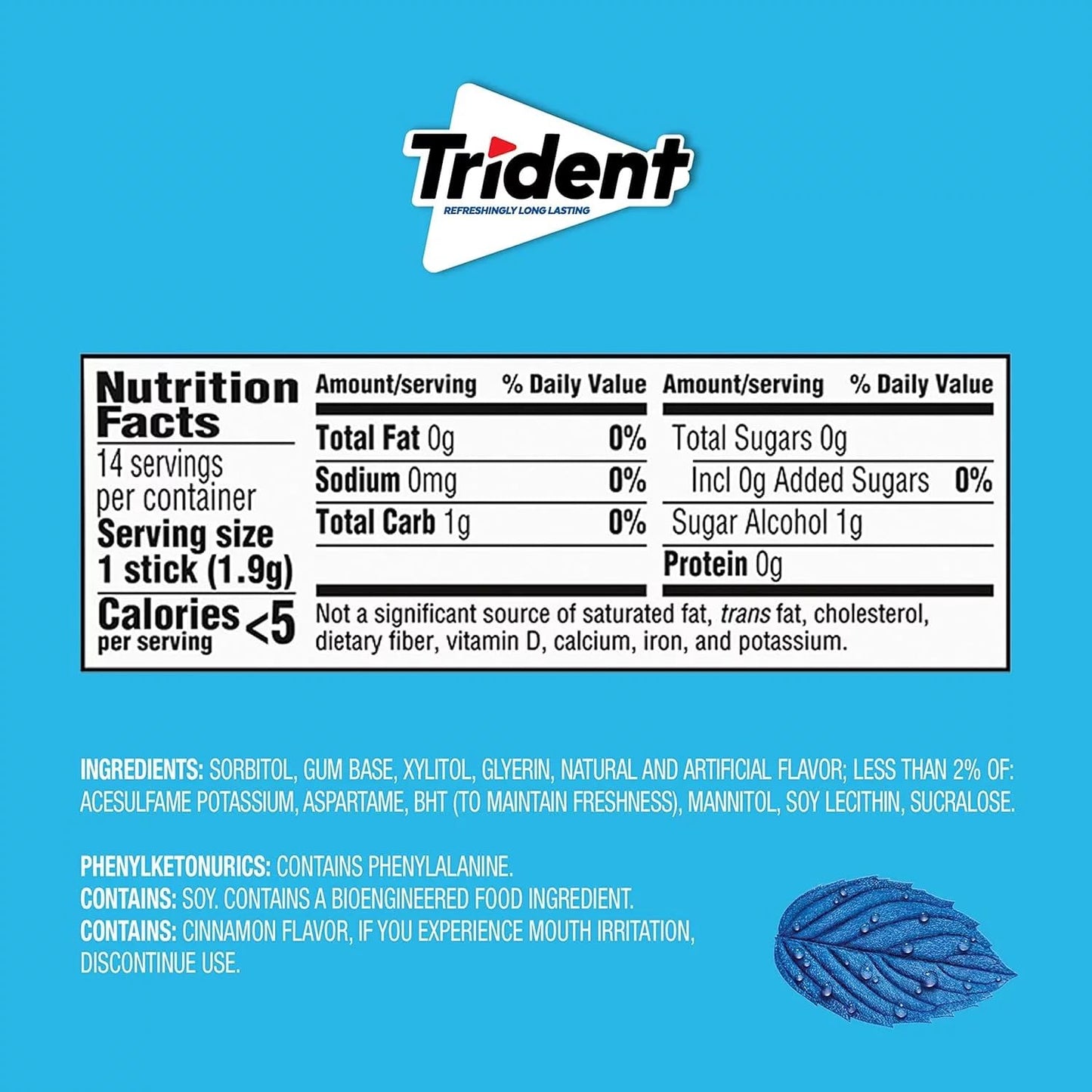 Trident Original Flavor Sugar Free Gum, 14 Pieces (Pack of 15, 210 Pieces Total)