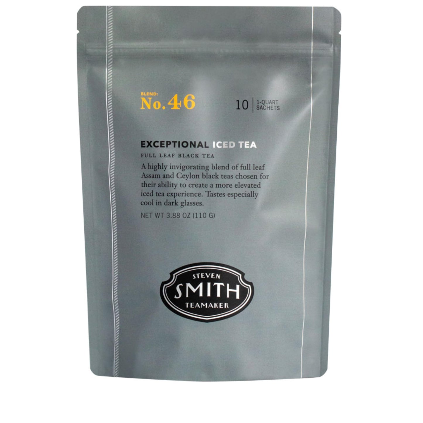 Steven Smith Teamaker Exceptional Iced Tea No. 46, Refreshing, Caffeinated, Sustainably Grown, Full Leaf Black Iced Tea, 10 Count, 1 Quart Sachets