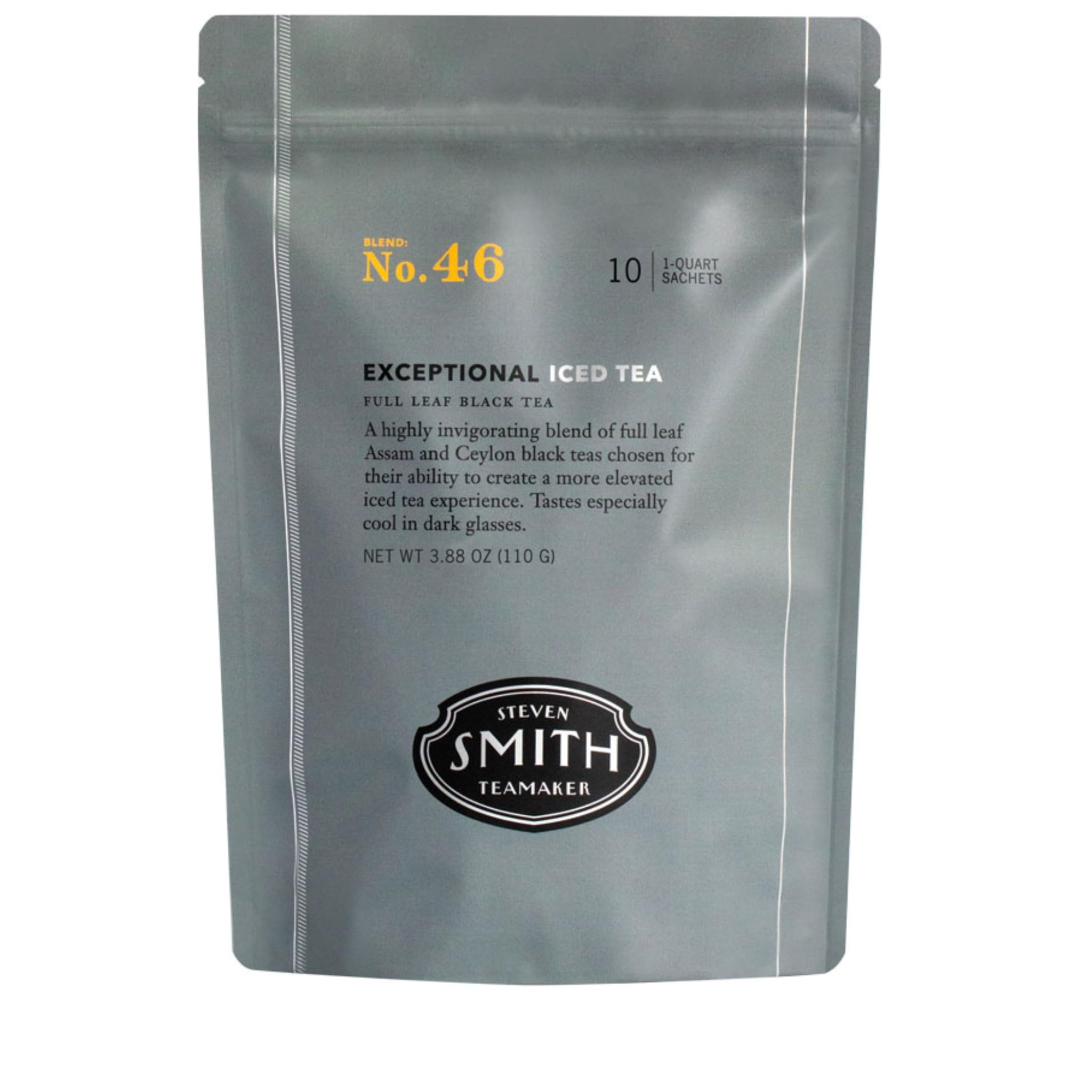 Steven Smith Teamaker Exceptional Iced Tea No. 46, Refreshing, Caffeinated, Sustainably Grown, Full Leaf Black Iced Tea, 10 Count, 1 Quart Sachets