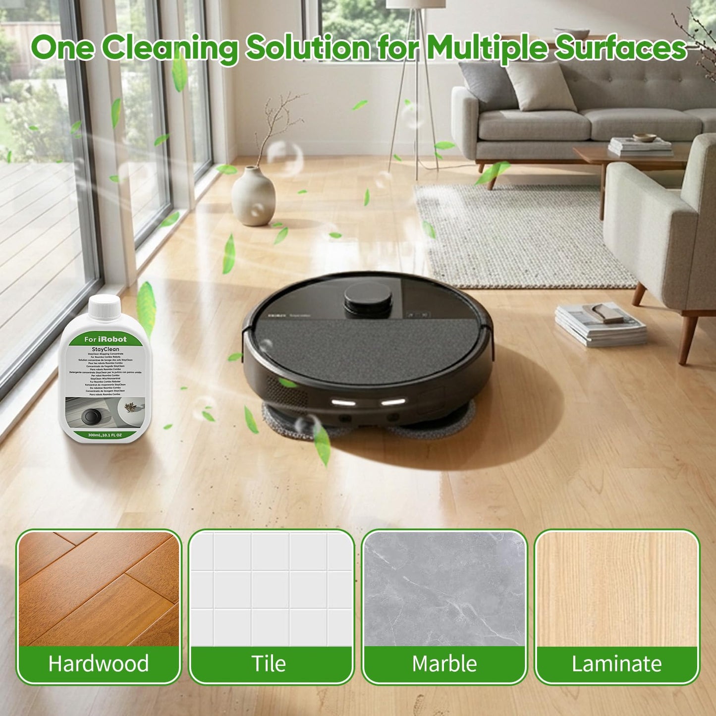 Liminfeit 2 Pack Floor Cleaning Solution for Roomba Plus 405 505 Max 705 Combo Robot, Mopping Concentrate for iRobot Roomba, Residue & Streak Free