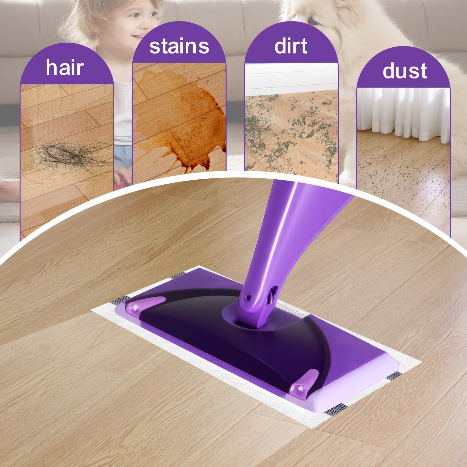 Vowanop Mop Pads Refill Compatible with Swiffer Wet Jet Spray Mops, Disposable Wet Jet Mopping Pads for Multi-Surface Floor Cleaning, Multi-Layer
