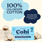 Cobi Biodegradable Non-Toxic Dryer Sheets - Naturally Scented Cotton Dryer Sheets - Eco-Friendly, Plant-Based, Plastic-Free - 120 Count