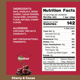 NEOBAR Cherry Cacao Fruit and Nut Bars - Plant-Based Vegan Snack Bars, Gluten Free Dairy Free Snacks, No Added Sugar, No Preservatives, Non-GMO | 12
