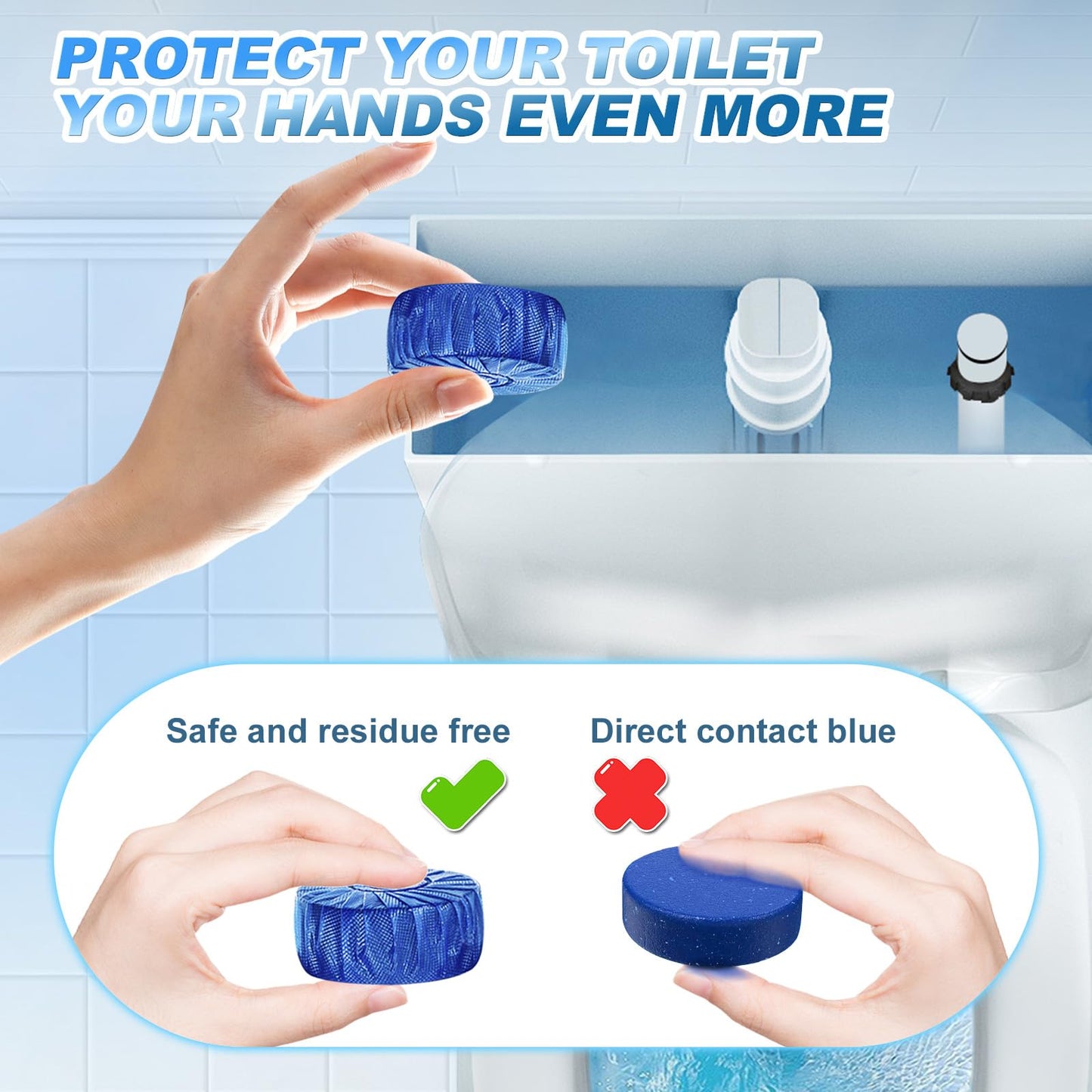 KIISIISO Automatic Toilet Bowl Cleaner Tablets Blue 30 Pack, Drop-In Tank Cleaner for Bathroom, Prevent Stains & Deodorize, Septic Safe, Long-Lasting