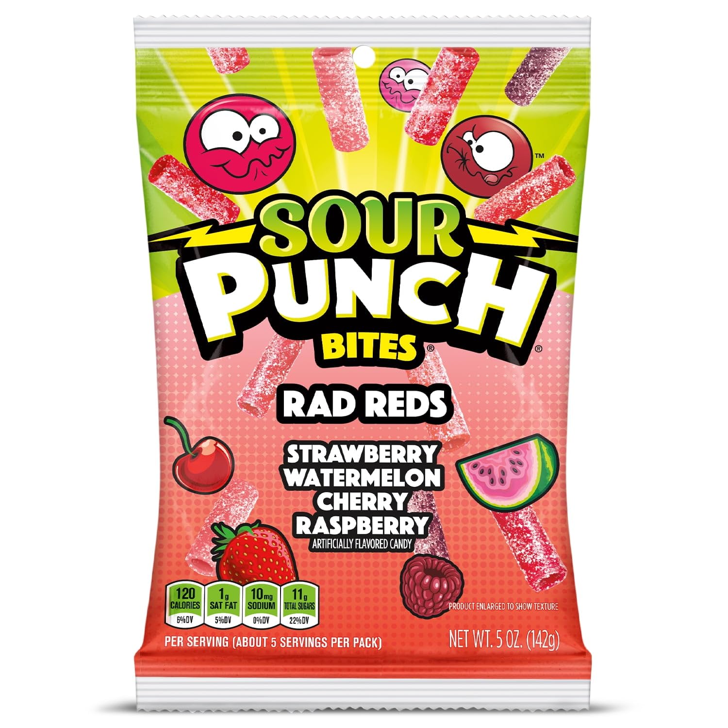 Sour Punch Bites Assorted Ragin' Reds Candy 5 oz. - Case of 12