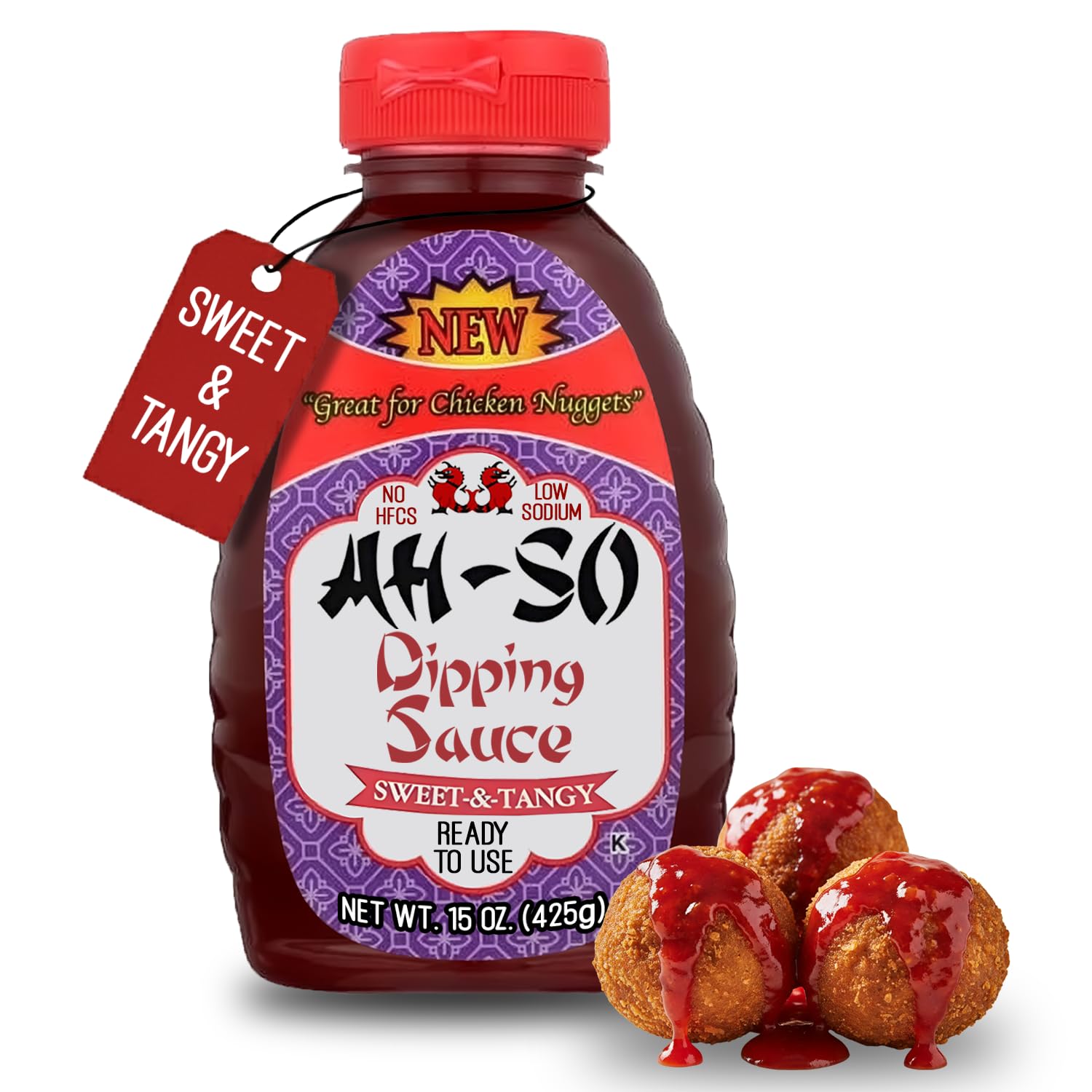 Ah-So Chinese-Style Dipping Sauce 11 oz Squeeze Bottle - Sweet & Tangy Sauce for Egg Rolls, Dumplings & Appetizers; Great as Marinade & Glaze for Pork