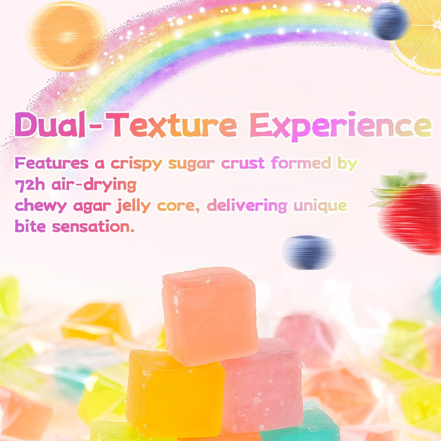 7.05oz Crystal Candy, Fruit Flavors Gem Crystal Amber Candies, Colourful Assorted Gummy, Irresistible Crispy-Chewy Texture Asmr Gems Crunchy Outside