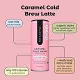 Pop & Bottle Oat Milk Latte - Cold Brew with Lion's Mane & Reishi, MCT Oil, Organic, Dairy Free, Gluten Free, Sweetened with Dates - Caramel, 8 Fl Oz