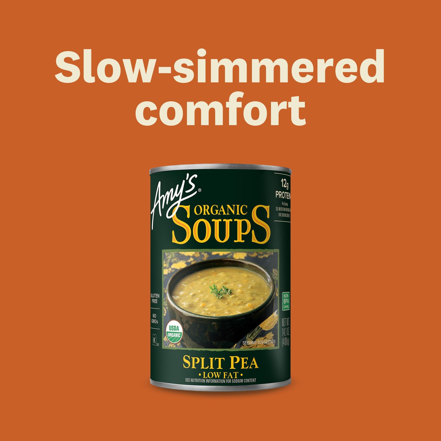 Amy's Soup, Vegan Split Pea Soup, Gluten Free, Made With Organic Vegetables, Canned Soup, 14.1 Oz