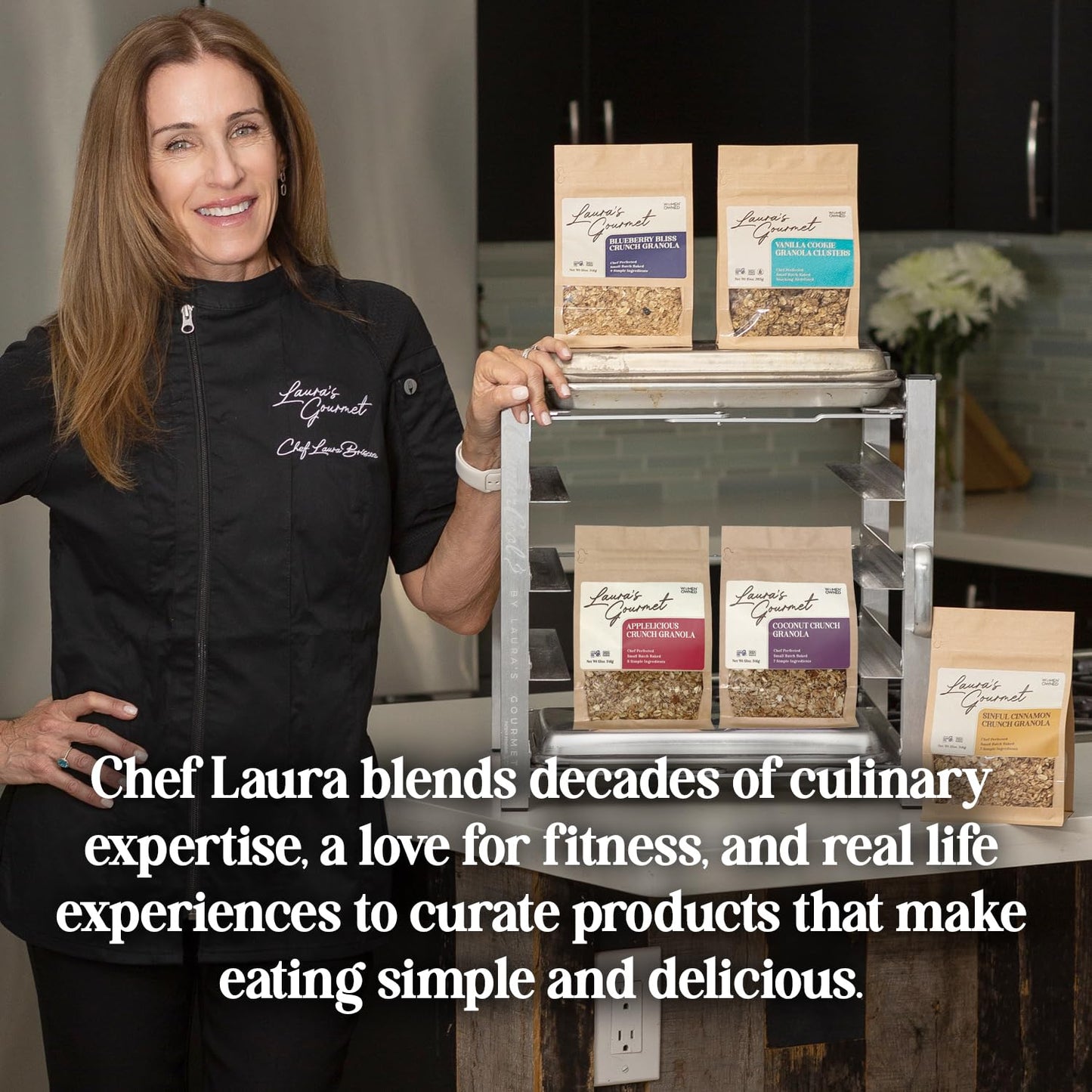 Laura's Gourmet Granola AppleLicious Crunch, 2 lb, Gluten-Free Oats, Vegan, Dairy & Soy Free Snack, Organic Agave, Cinnamon Diced Apples, Artisan