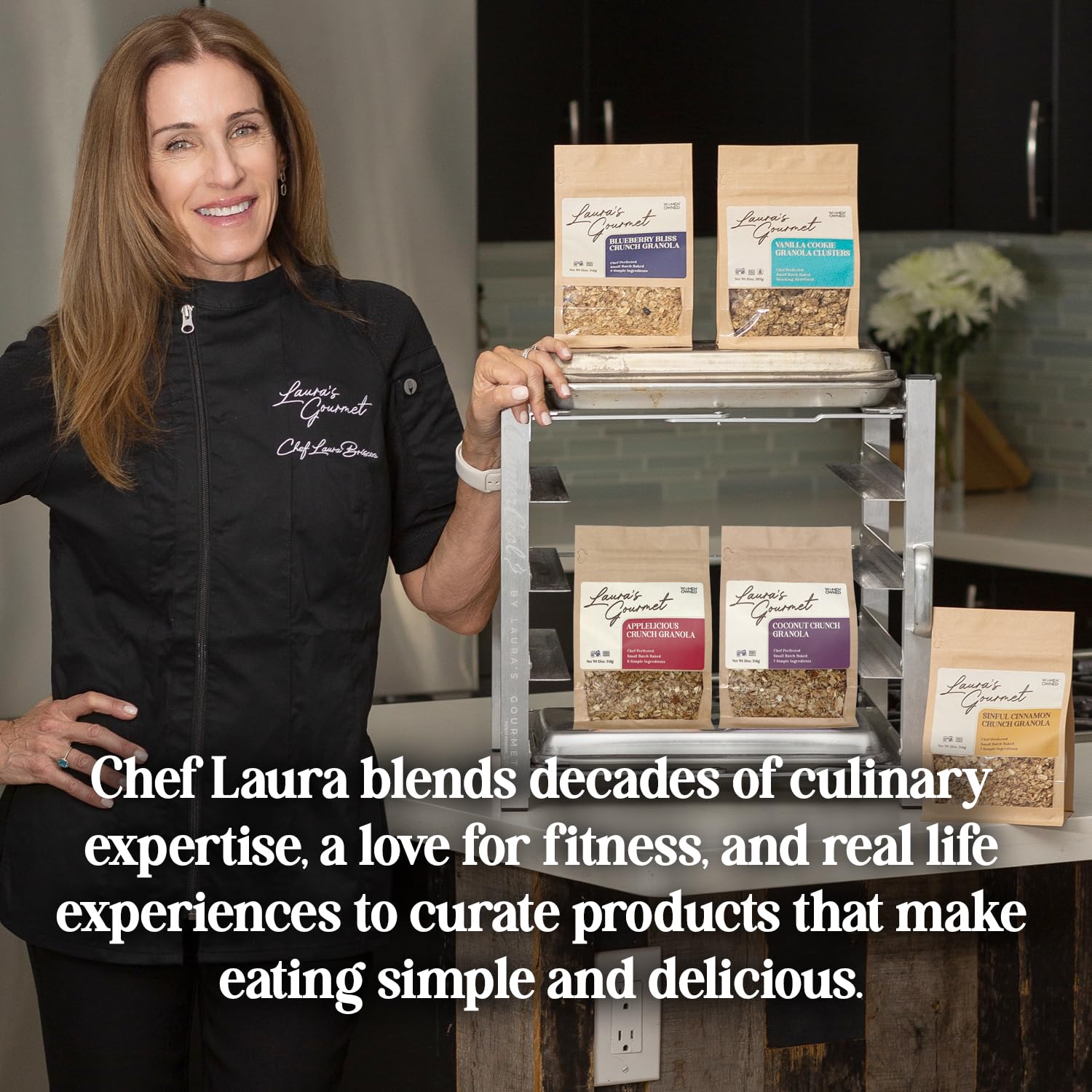 Laura's Gourmet Granola AppleLicious Crunch, 2 lb, Gluten-Free Oats, Vegan, Dairy & Soy Free Snack, Organic Agave, Cinnamon Diced Apples, Artisan