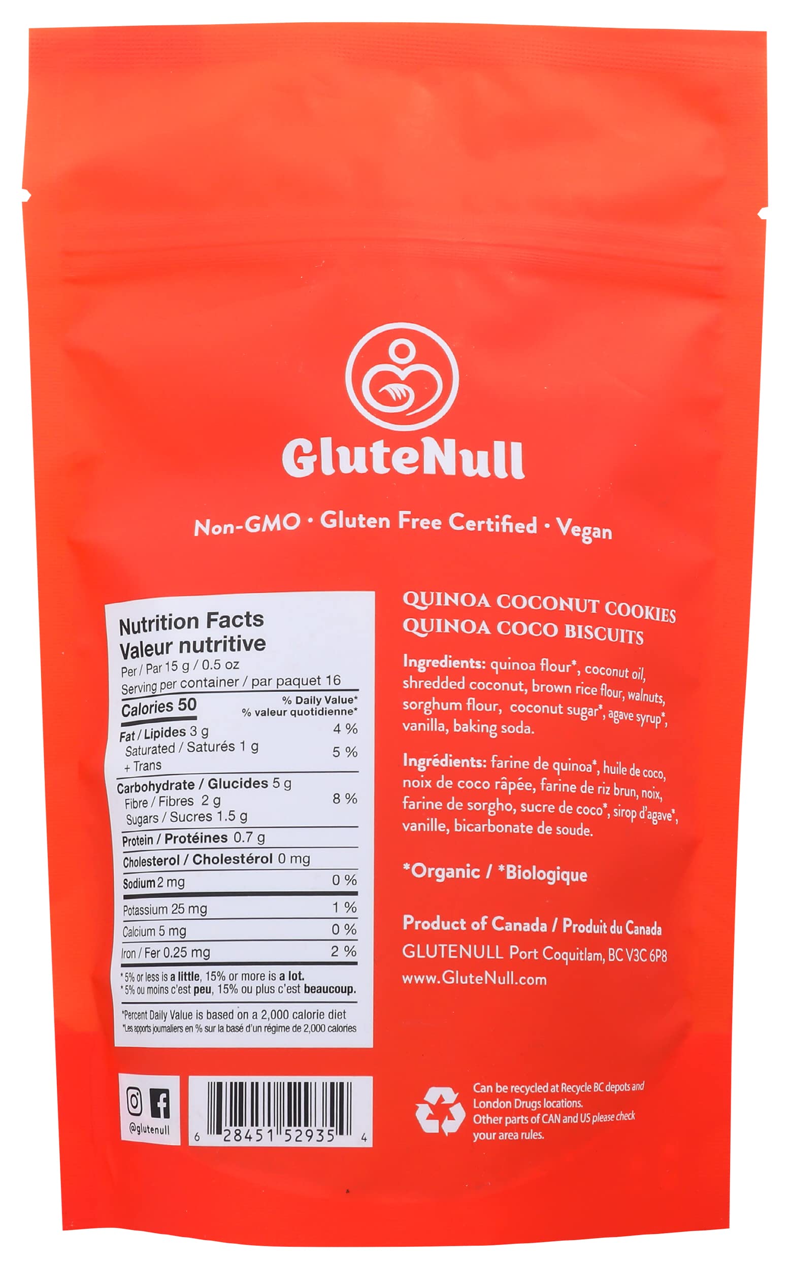 Glutenull, Cookie Quinoa Coconut, 11 Ounce