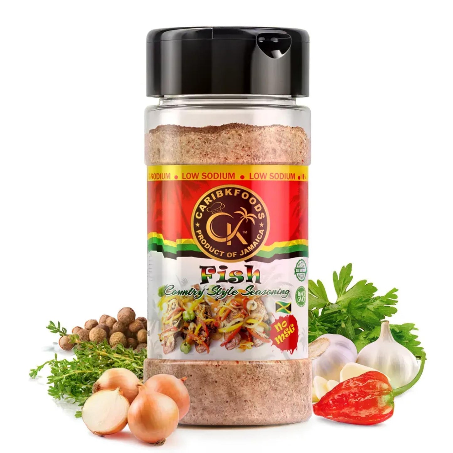 Caribbean Kitchen Fish Seasoning (4 Oz) -100% All Natural Premium Ingredients | Healthy Premium Spice Blend for All Foods - Kosher, Low Sodium