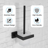 Brixline Upgraded Toilet Cleaner Bowl Brush and Holder Set Wall Mounted Modern Metal Glass Black Scrubber Scrub Brushes Wand Household Supplies
