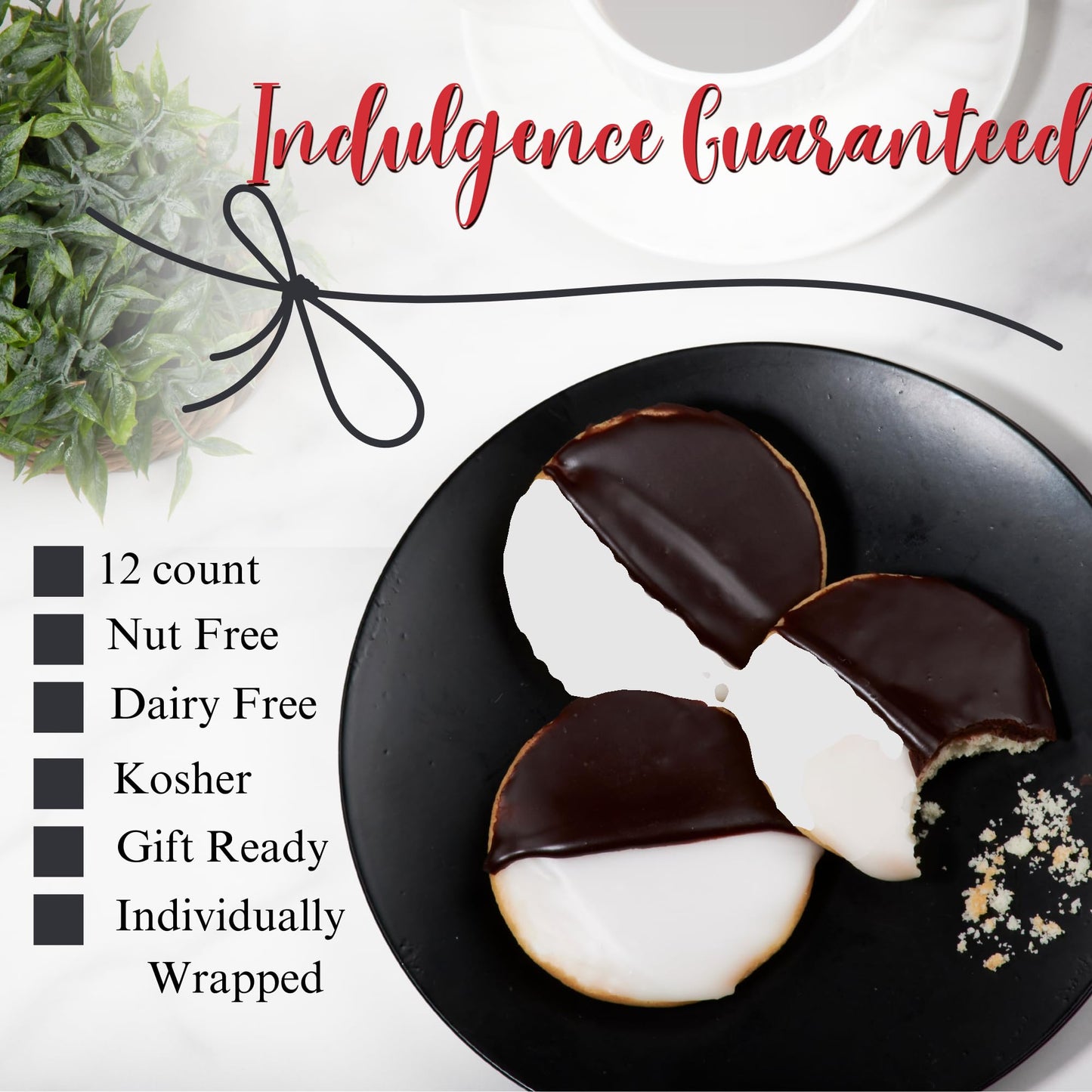 Black and White Cookies, New York Style | Gourmet Cookies Gift Box | 12 Individually Wrapped | Kosher, Nut Free & Dairy Free | Stern’s Bakery