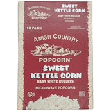 Amish Country Popcorn | Old Fashioned Microwave Popcorn | 10 Bags Sweet Kettle White Hulless | Non-GMO, Gluten Free, Microwaveable and Kosher (10