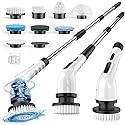 Electric Spin Scrubber for Cleaning Bathroom, Shower Scrubber Cordless Cleaning Brush with IPX7 Waterproof & 3 Speed, 9 Brush Heads, Bathroom Cleaning