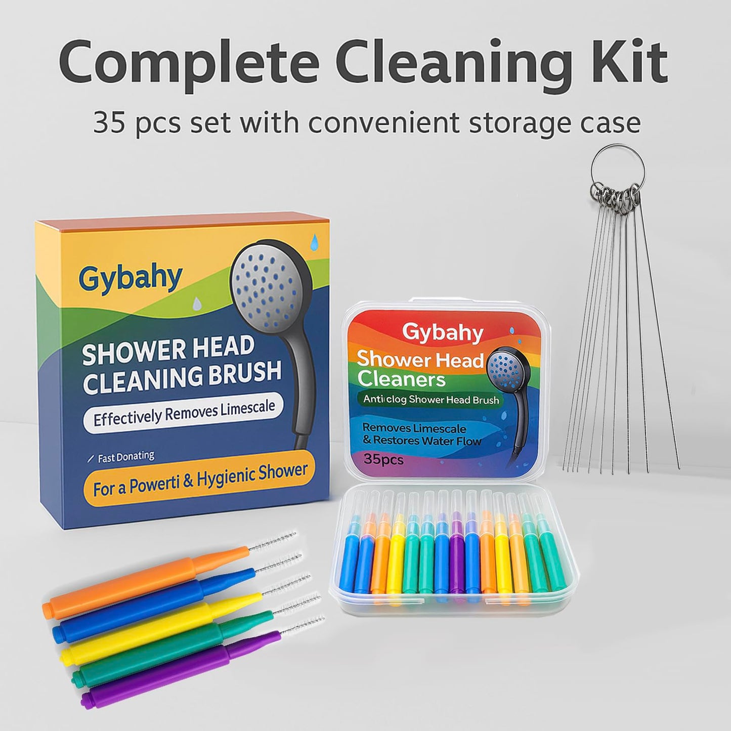 Shower Head Cleaning Brushes, 35 PCS Multi-Size Nozzle Cleaner Tool with Storage Case, Shower Head Cleaner Picks for Unclogging Small Holes, Bathroom